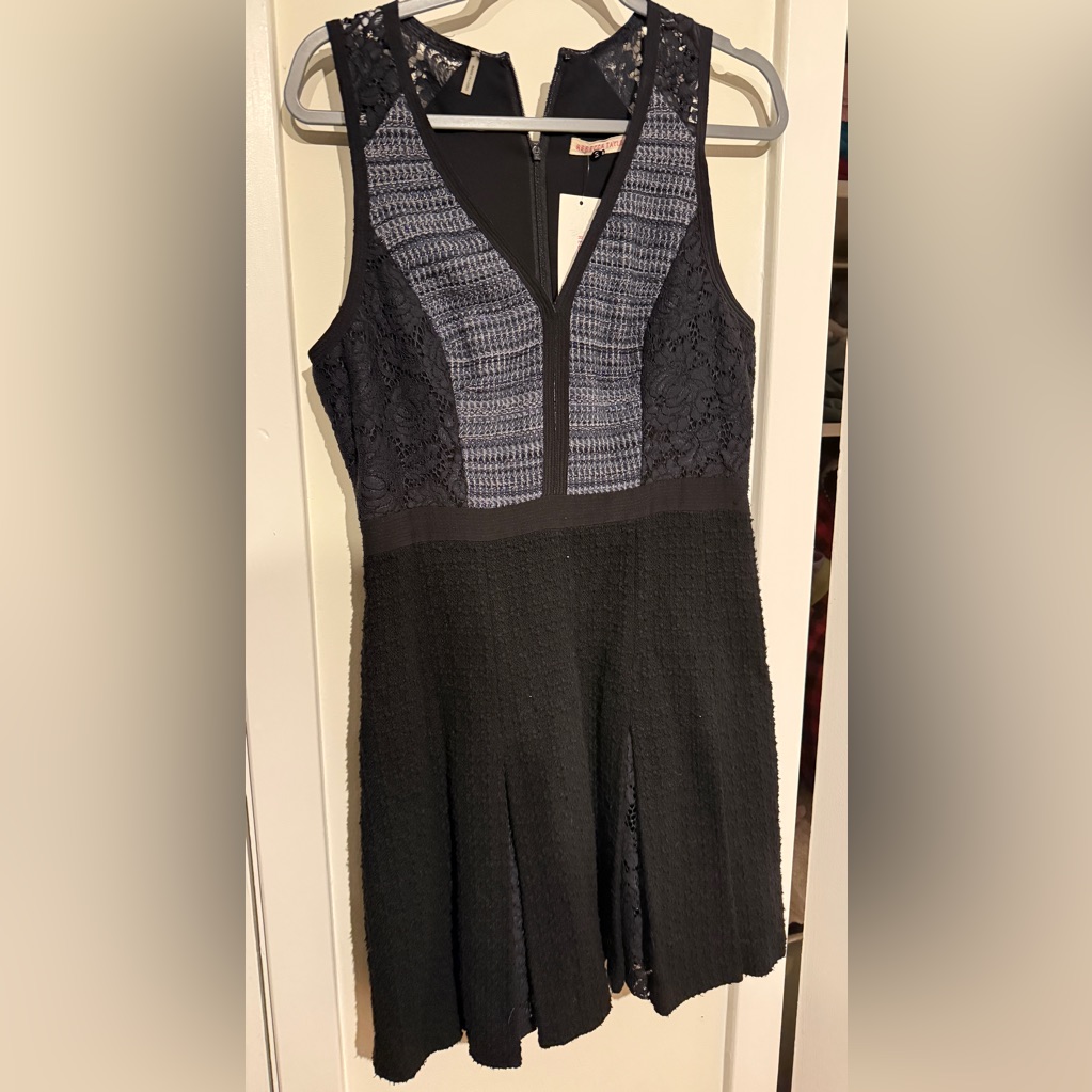 Rebecca Taylor Black And Gray Lace Mini Dress